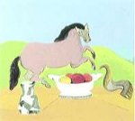 Natura morta e cavallo rosa